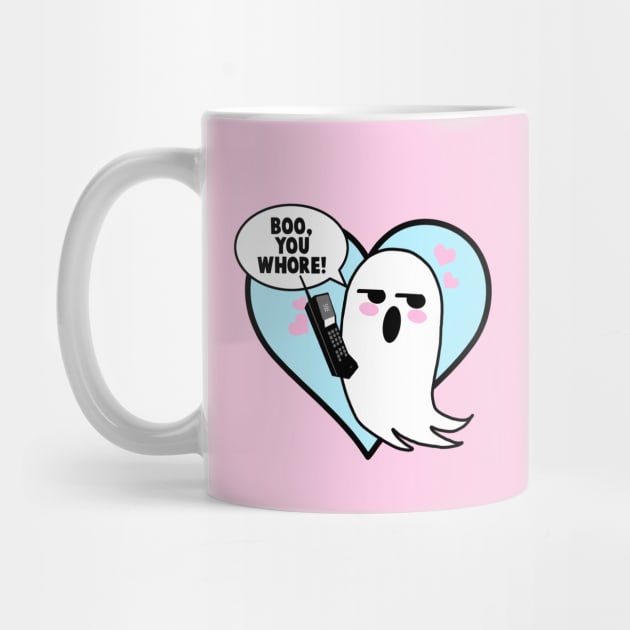 Boo You Whore Ghost With Cell Phone by PeakedNThe90s